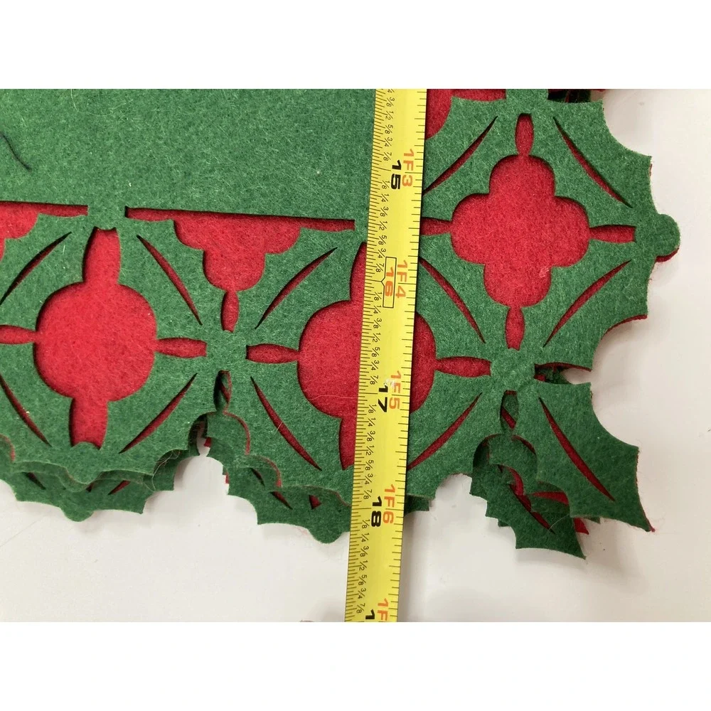 Six Vtg Laser Cut Pier One Felt Placemats‎ Red & White 13 X 18 